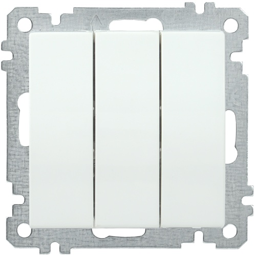 Выключатель 3-клавишный ВС10-3-0-Б 10А BOLERO белый | код EVB30-K01-10-1 | IEK